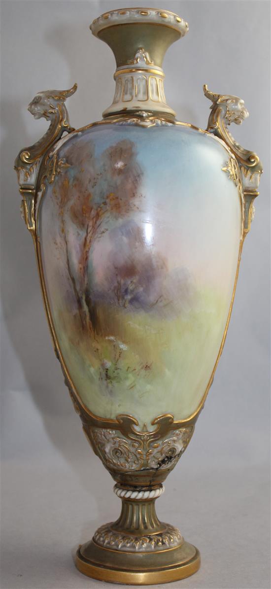 Harry Davis. A large Royal Worcester Shape 1764 vase, 36.5cm, base broken and repaired